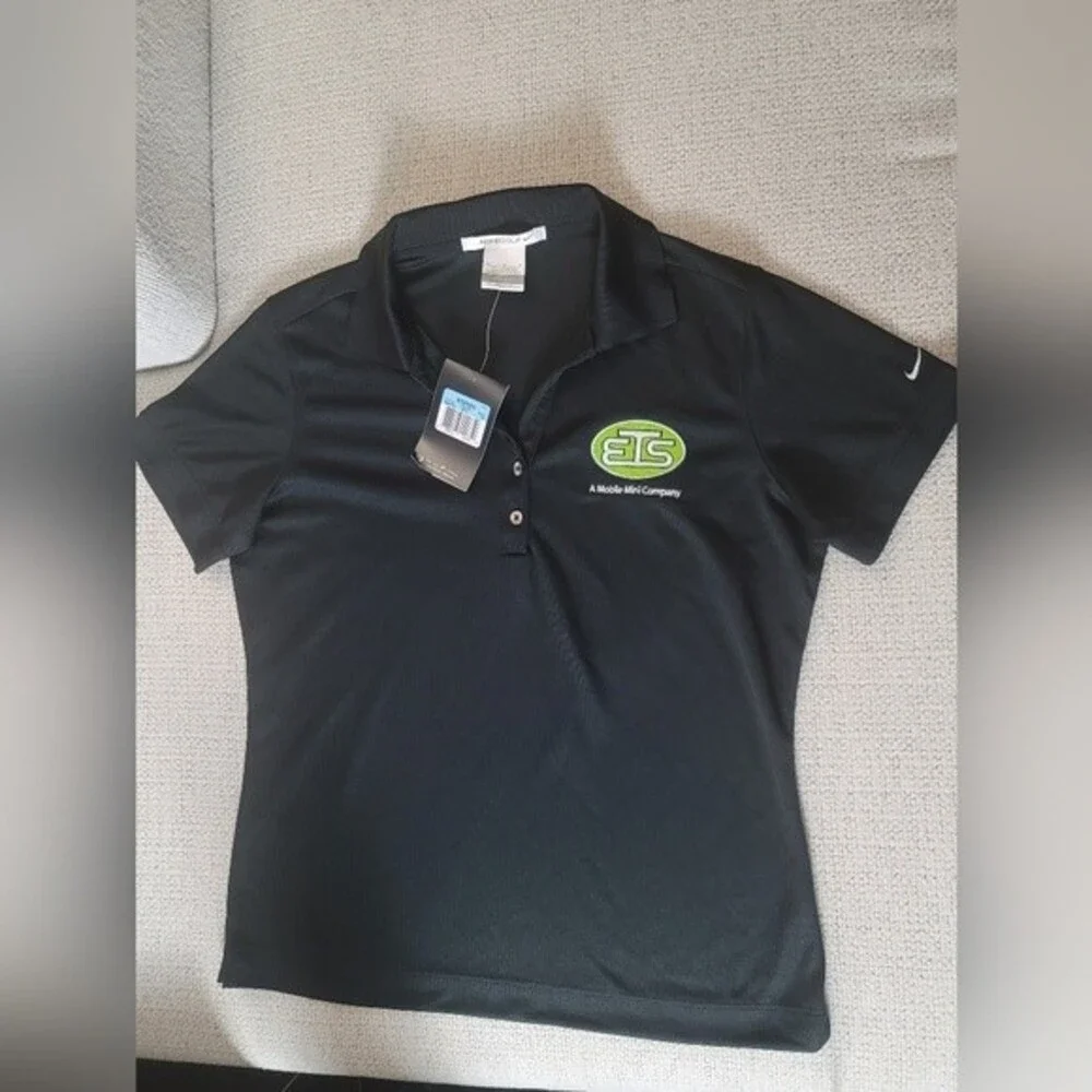 Nike Golf Dri-Fit Black Polo Shirt Logo Mini Mobile Company